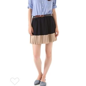 Club Monaco Navy Blue Cream Pleated Skirt 12